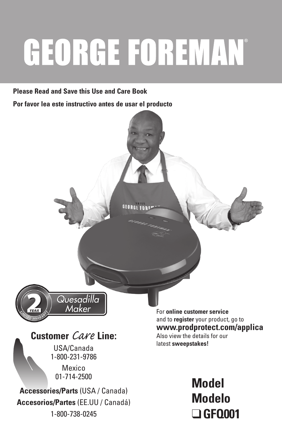 George Foreman GFQ001 User Manual | 13 pages