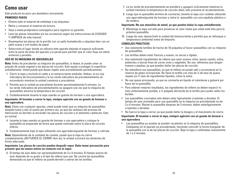 Como usar | George Foreman GFQ001 User Manual | Page 8 / 13