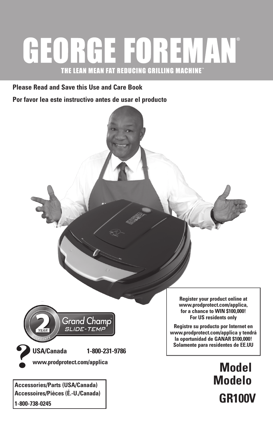 George Foreman GR100V User Manual | 13 pages