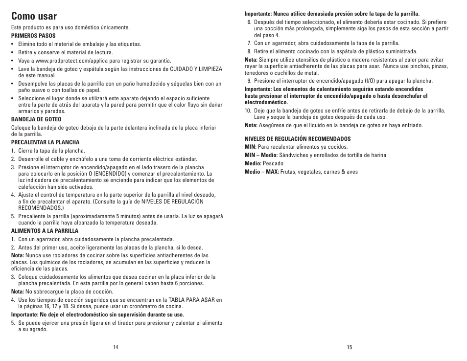 Como usar | George Foreman GR100V User Manual | Page 8 / 13