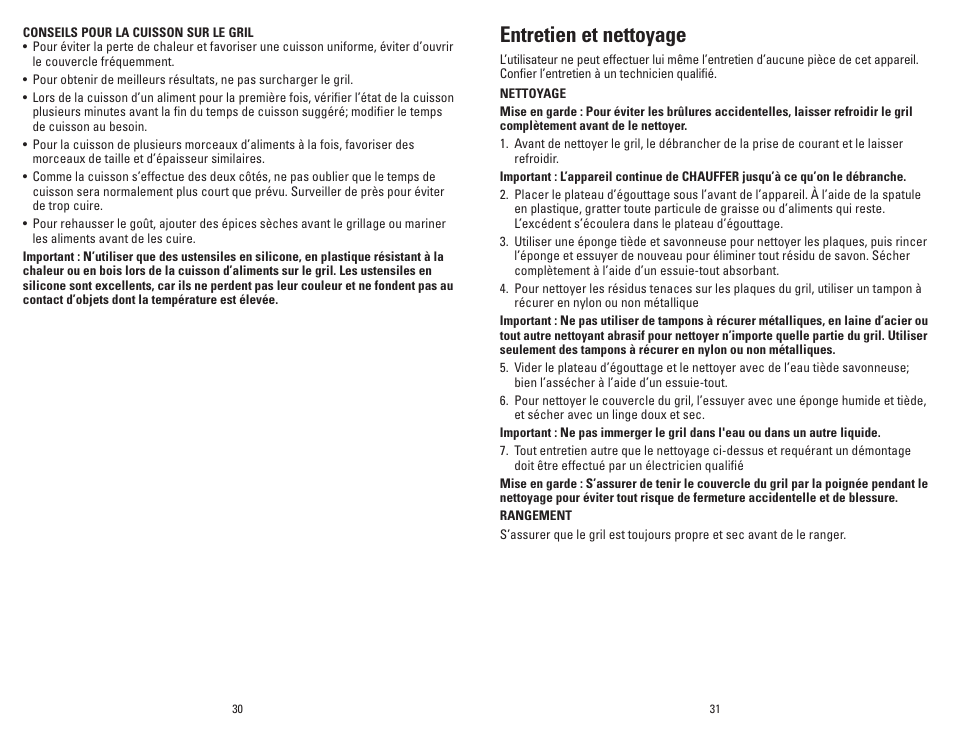 Entretien et nettoyage | George Foreman GR10BCAN User Manual | Page 16 / 21