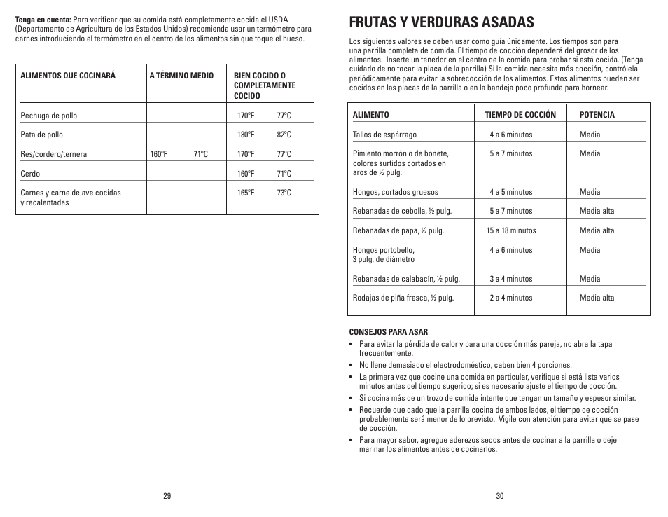 Frutas y verduras asadas | George Foreman GRP106BPB User Manual | Page 16 / 33
