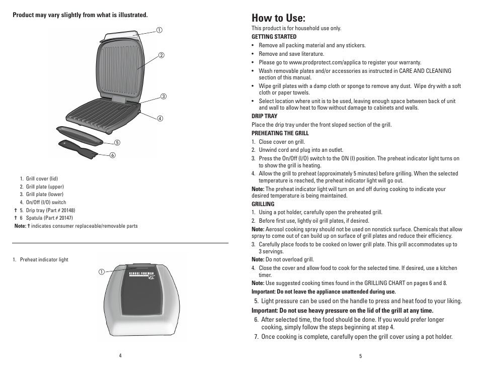 How to use | George Foreman GR0060W User Manual | Page 3 / 13