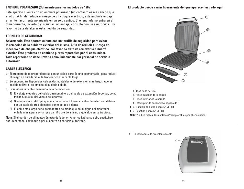 George Foreman GR0060W User Manual | Page 7 / 13