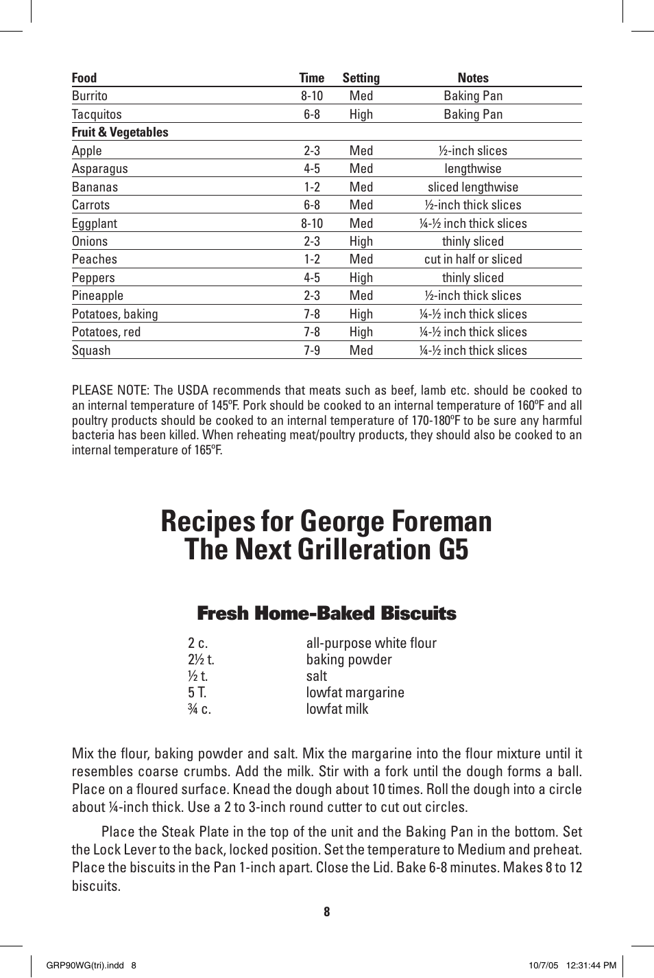 Fresh home-baked biscuits | George Foreman GRP90WG User Manual | Page 8 / 12