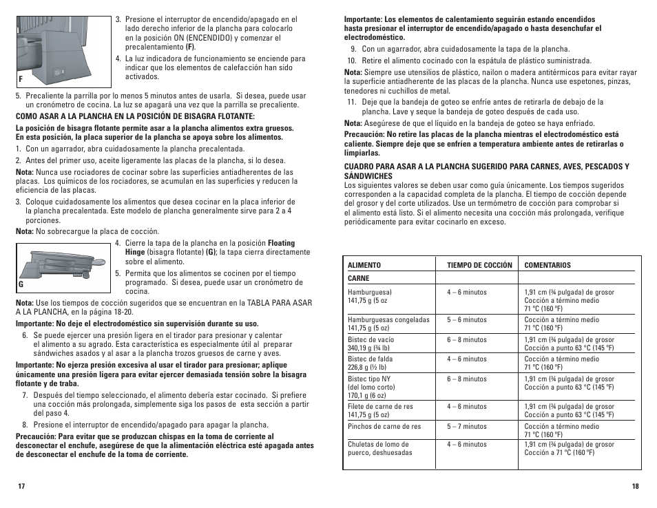 George Foreman GRP72CTB User Manual | Page 10 / 15