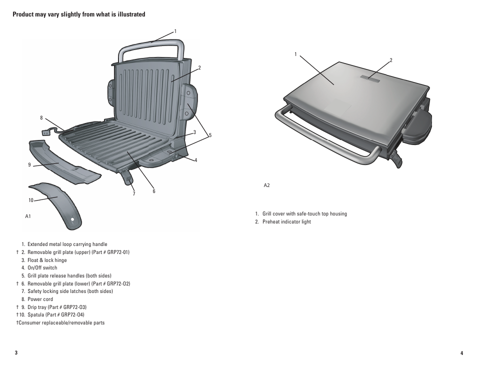 George Foreman GRP72CTB User Manual | Page 3 / 15