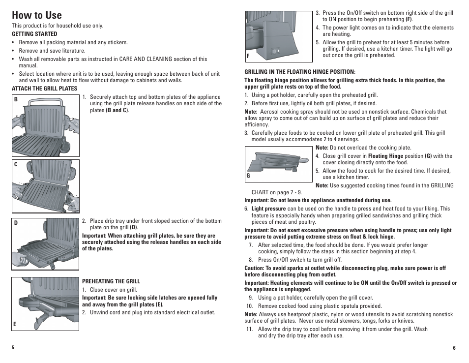 How to use | George Foreman GRP72CTB User Manual | Page 4 / 15