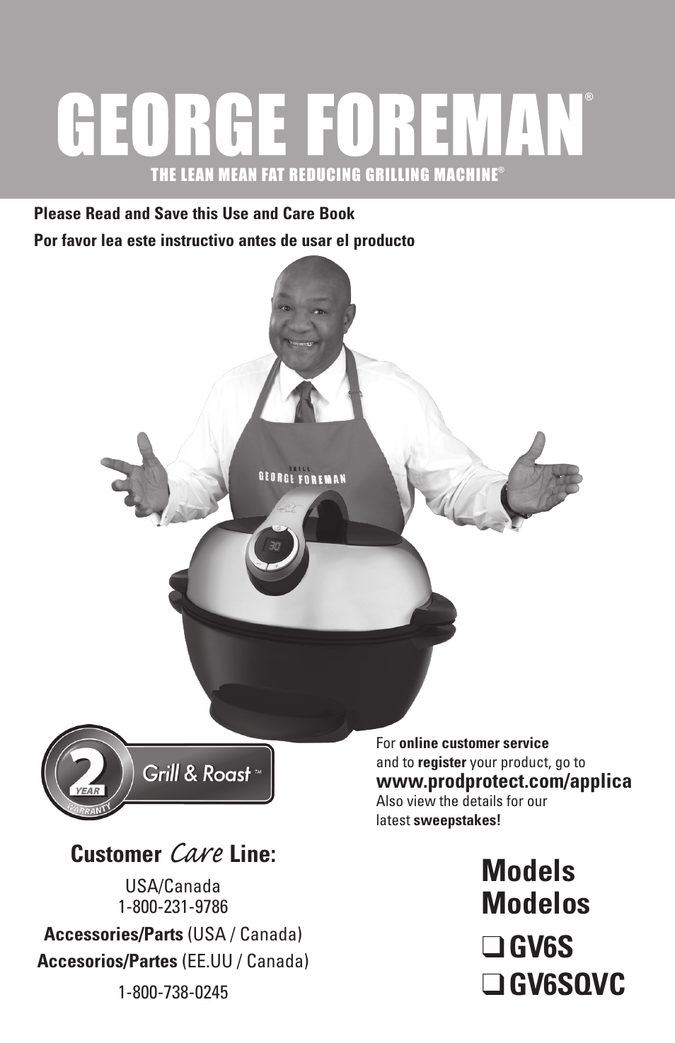 George Foreman GV6SQVC User Manual | 15 pages