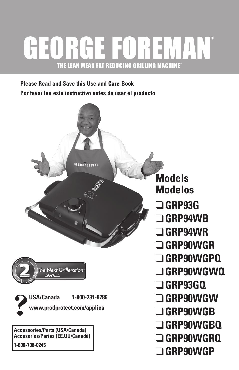 George Foreman GRP93GQ User Manual | 17 pages
