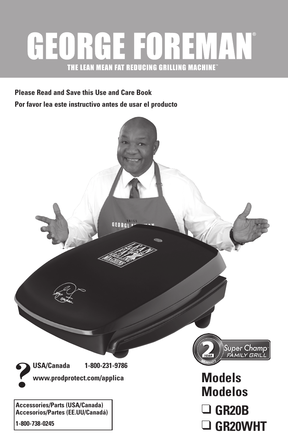 George Foreman Super Champ GR20B User Manual | 17 pages