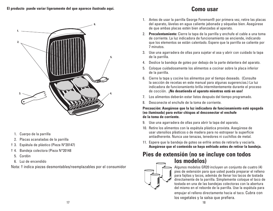 Como usar | George Foreman Super Champ GR20B User Manual | Page 10 / 17