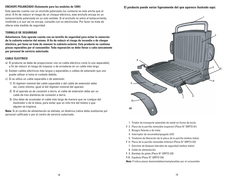 George Foreman GRP72CTTSRQ User Manual | Page 10 / 19