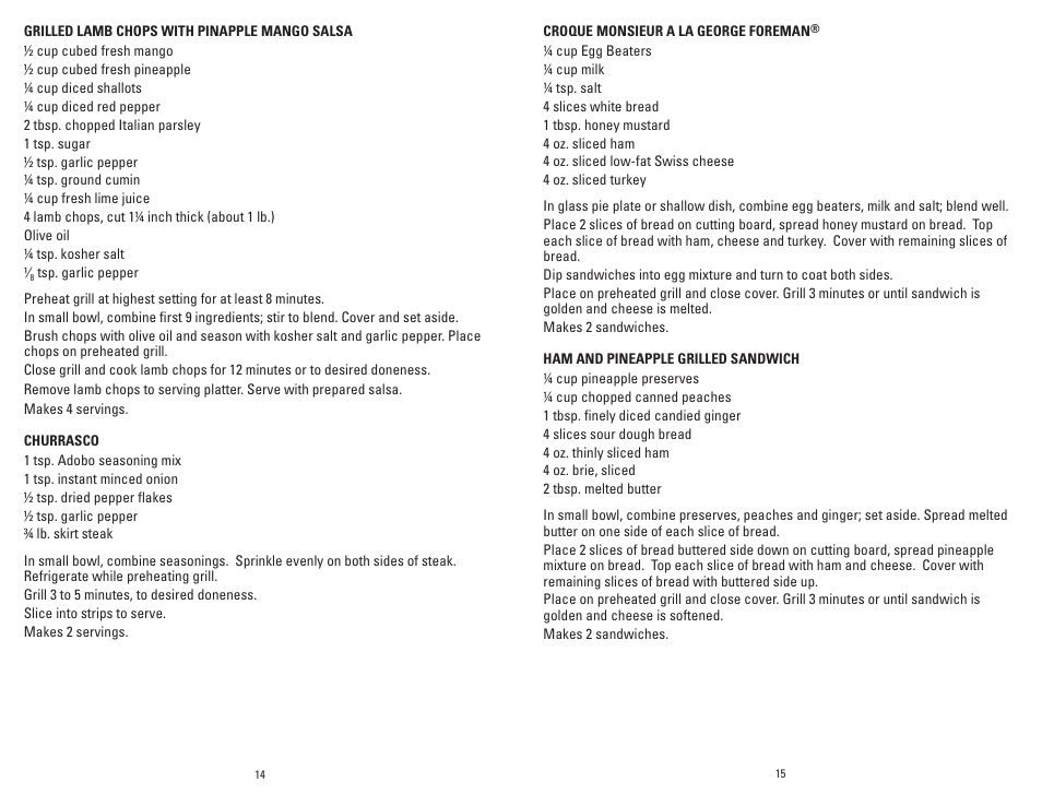 George Foreman GRP72CTTSRQ User Manual | Page 8 / 19