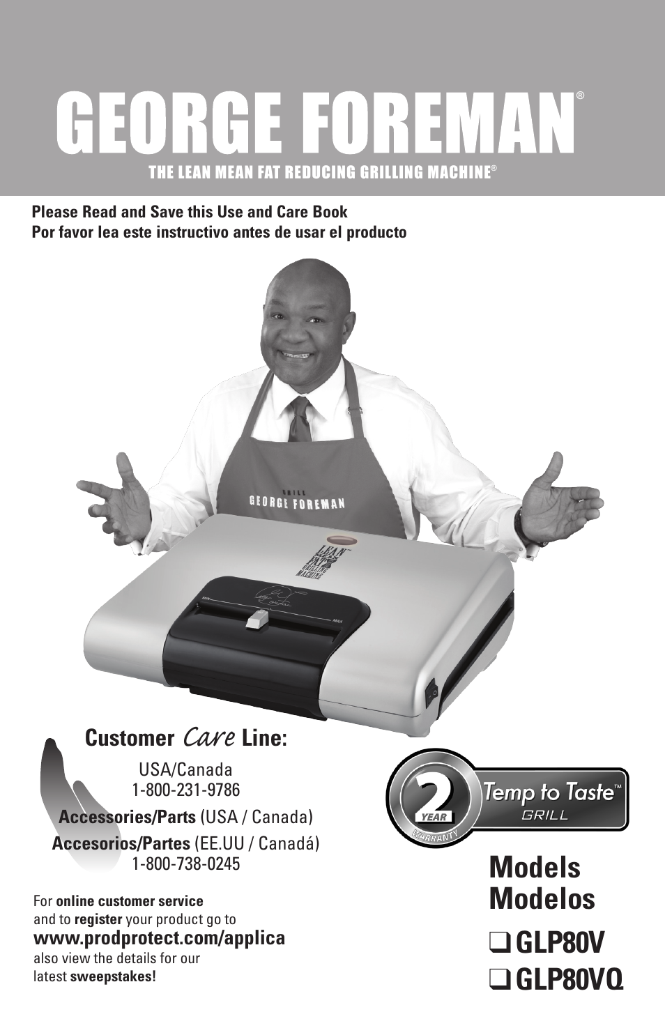 George Foreman GLP80V User Manual | 13 pages