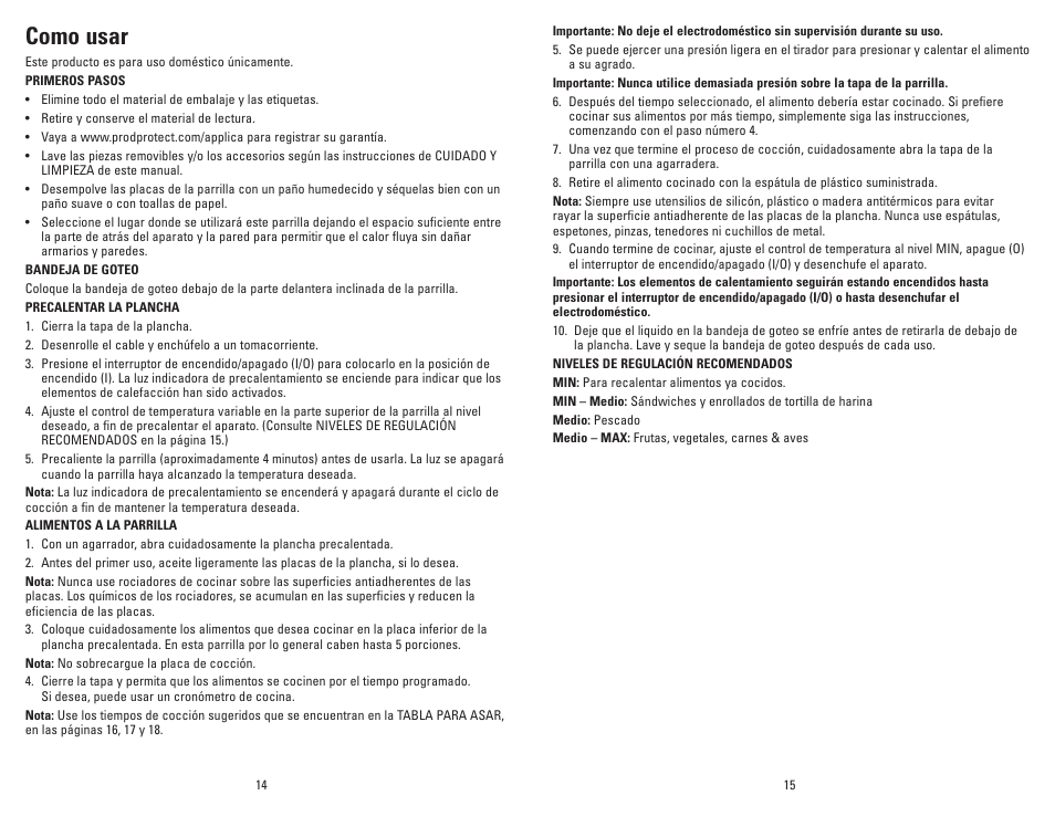 Como usar | George Foreman GLP80V User Manual | Page 8 / 13