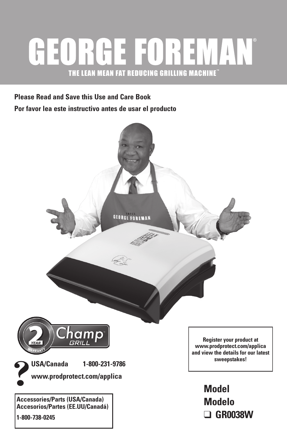 George Foreman GR0038W User Manual | 15 pages