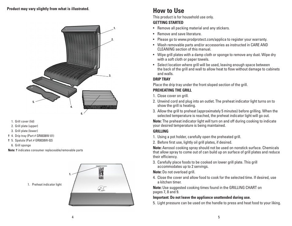How to use | George Foreman GR0038W User Manual | Page 3 / 15