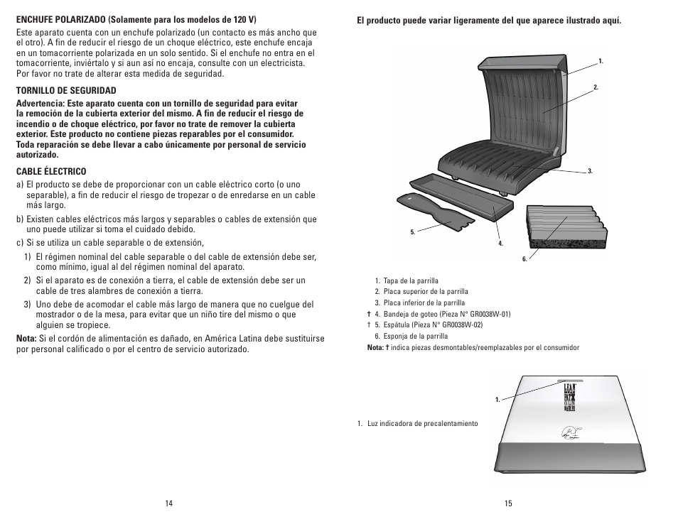 George Foreman GR0038W User Manual | Page 8 / 15
