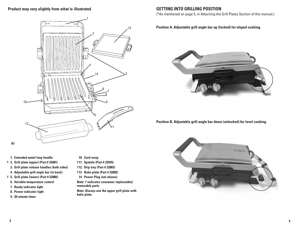 Getting into grilling position | George Foreman GRP100 User Manual | Page 3 / 15