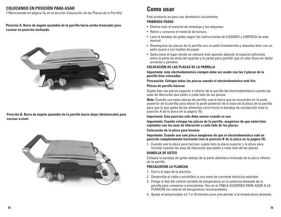 Como usar | George Foreman GRP100 User Manual | Page 9 / 15
