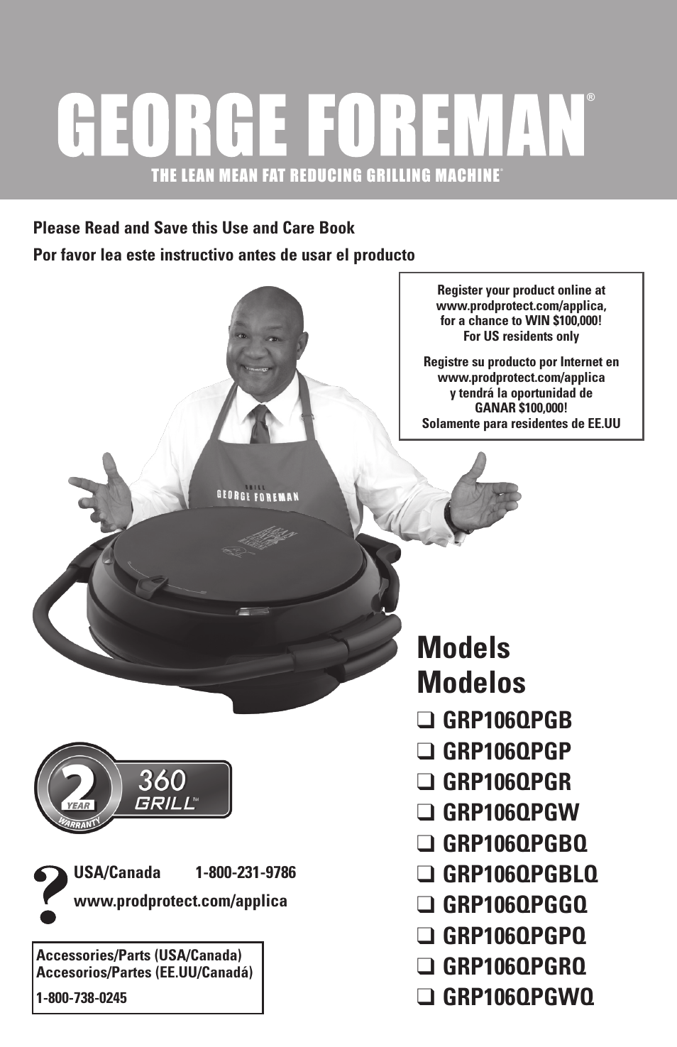 George Foreman GRP106QPGWQ User Manual | 23 pages
