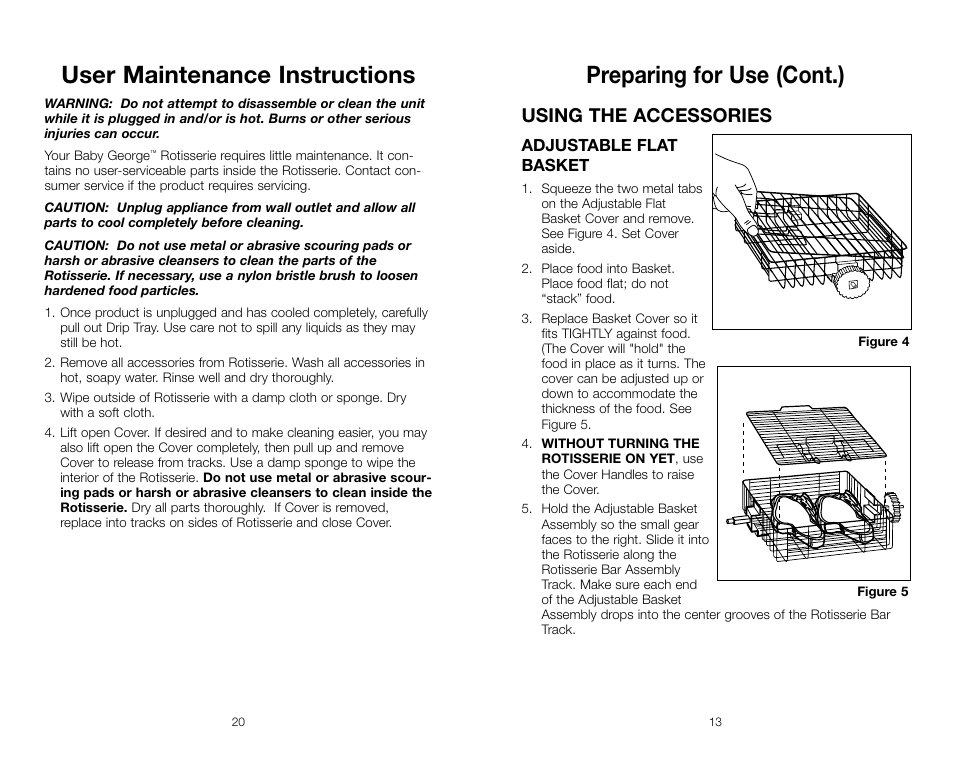 User maintenance instructions, Preparing for use (cont.), Using the accessories | George Foreman GR59A User Manual | Page 13 / 32