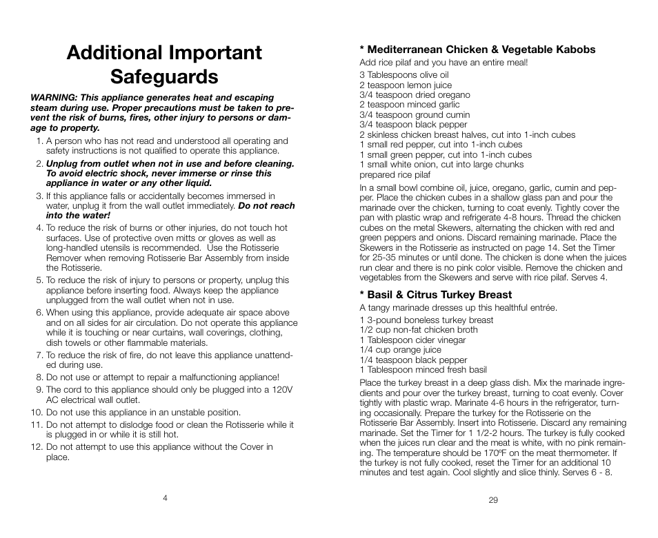 Additional important safeguards | George Foreman GR59A User Manual | Page 29 / 32