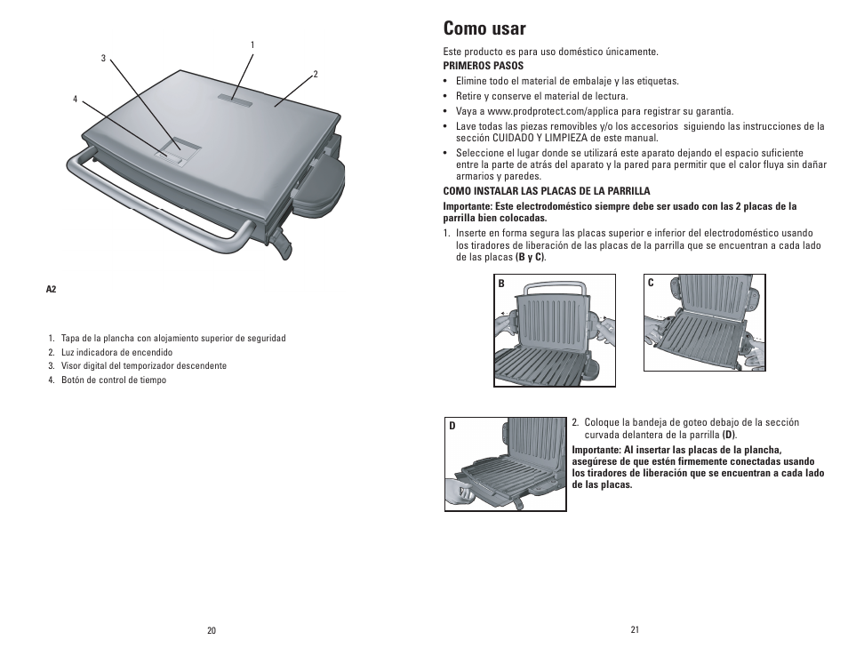 Como usar | George Foreman GRP72CTTSQ User Manual | Page 11 / 19