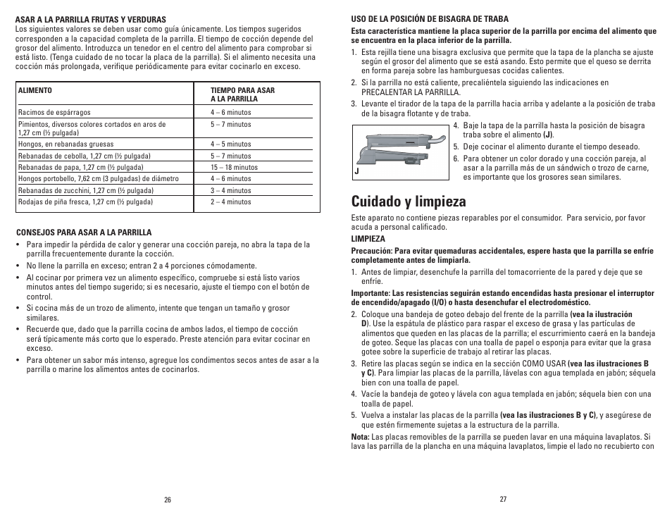 Cuidado y limpieza | George Foreman GRP72CTTSQ User Manual | Page 14 / 19