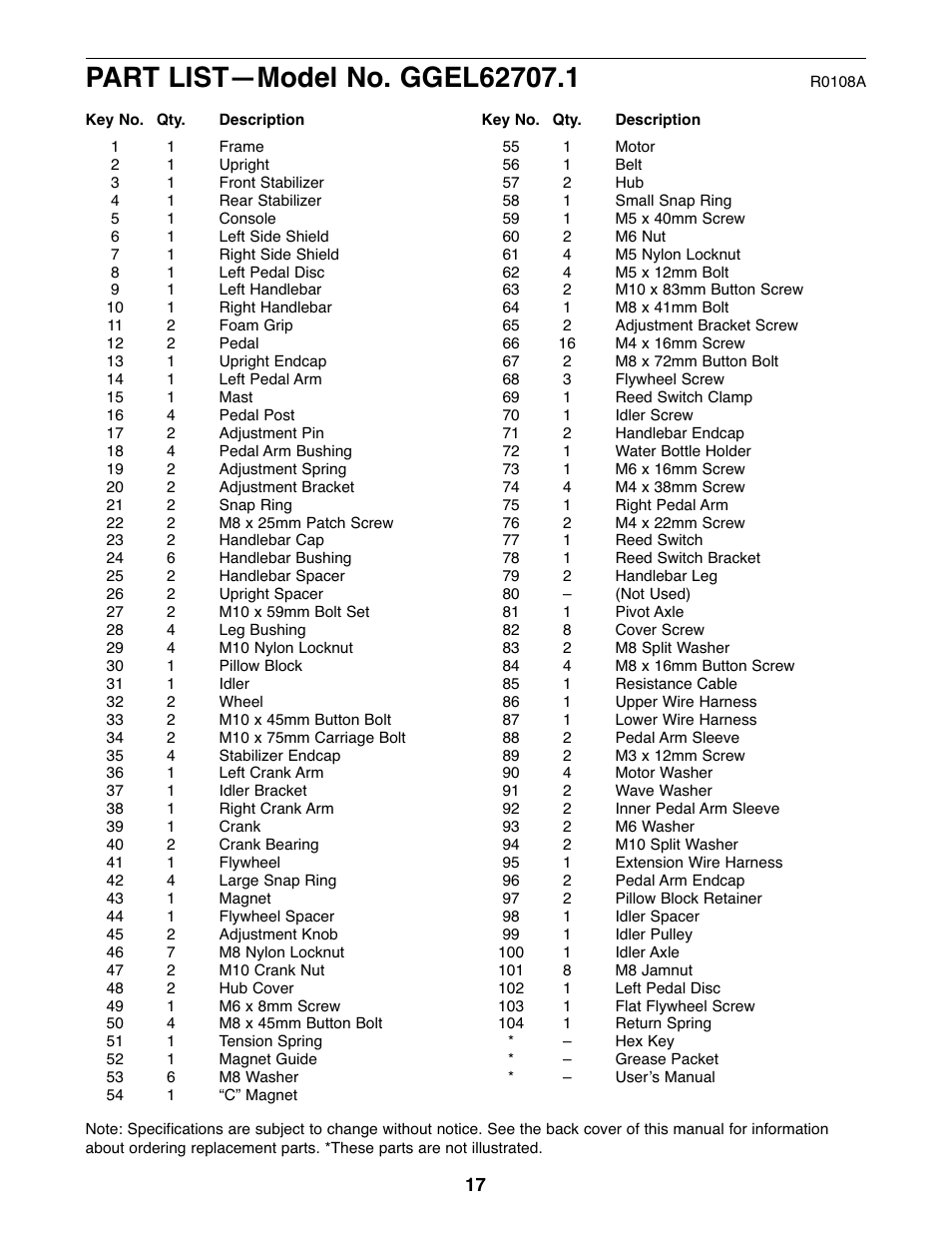 Gold's Gym GGEL62707.1 User Manual | Page 17 / 20