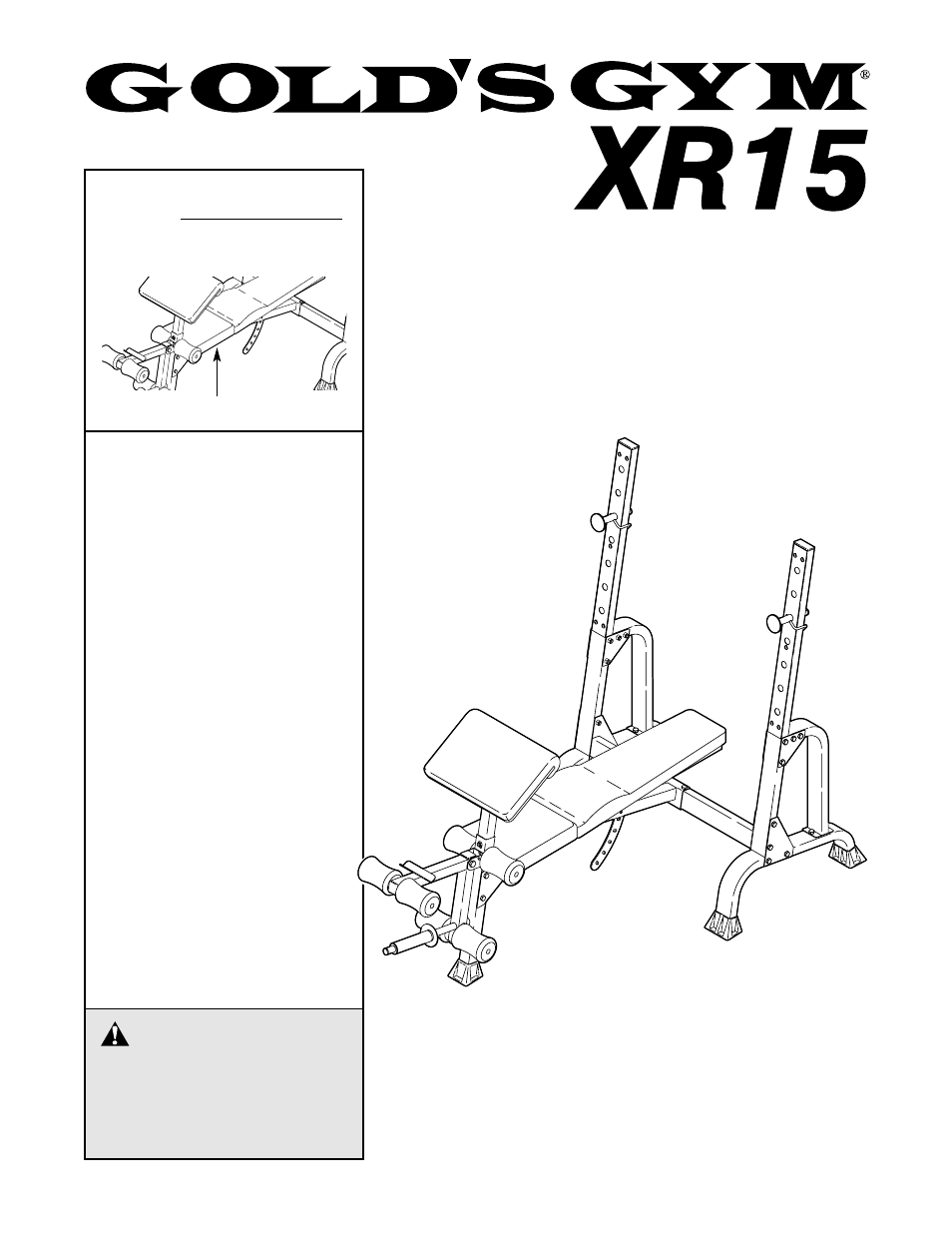 Gold's Gym XR15 User Manual | 15 pages