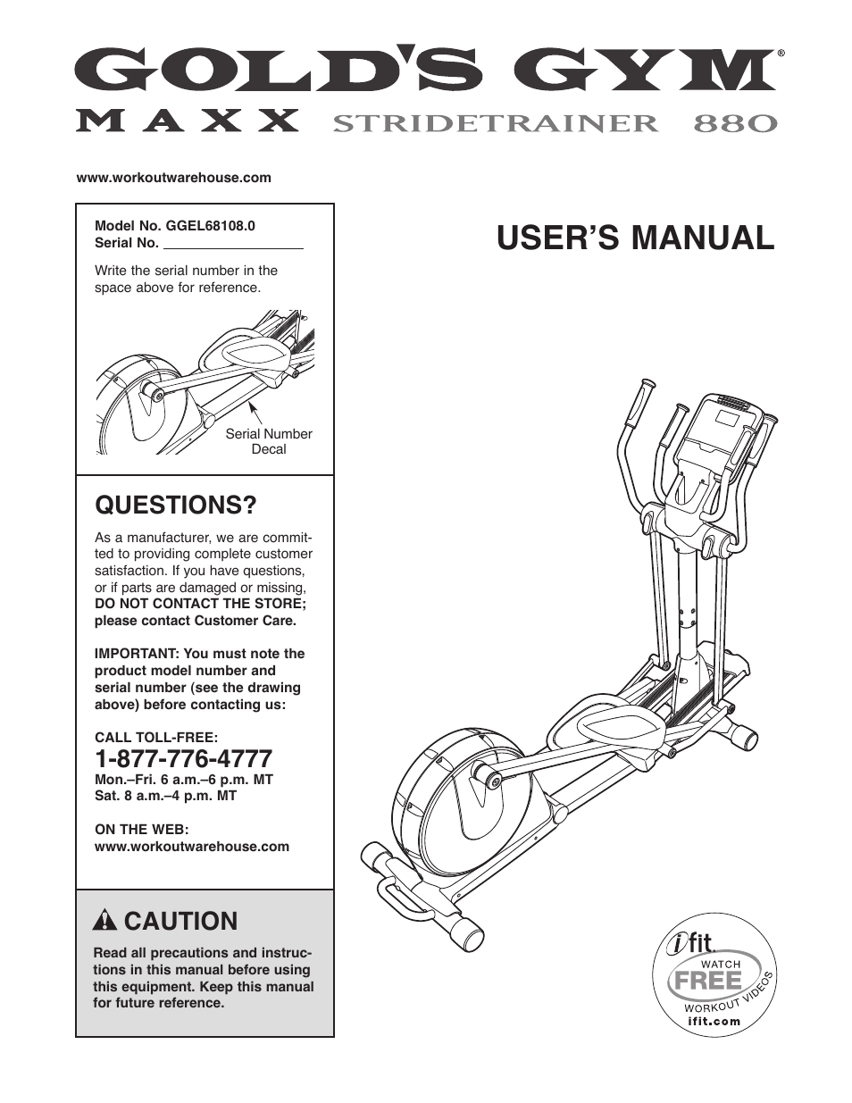 Gold's Gym GGEL68108.0 User Manual | 28 pages