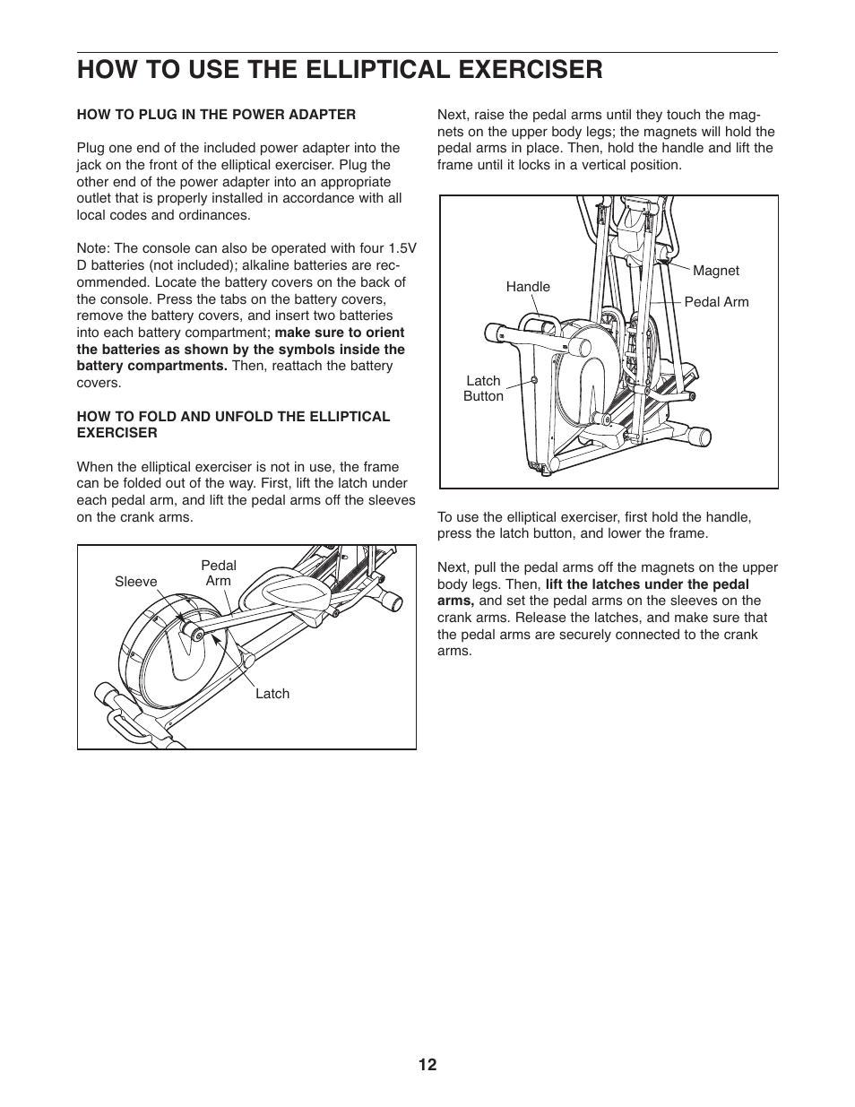 How to use the elliptical exerciser | Gold's Gym GGEL68108.0 User Manual | Page 12 / 28