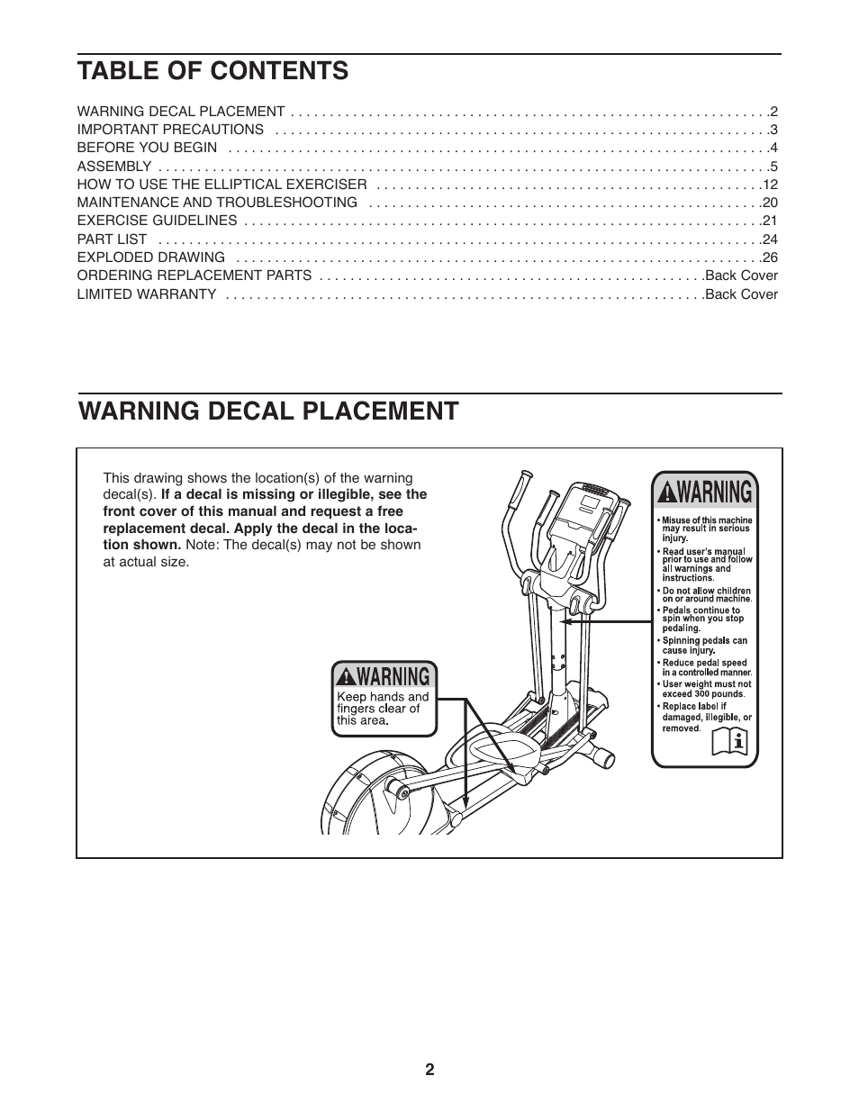 Gold's Gym GGEL68108.0 User Manual | Page 2 / 28
