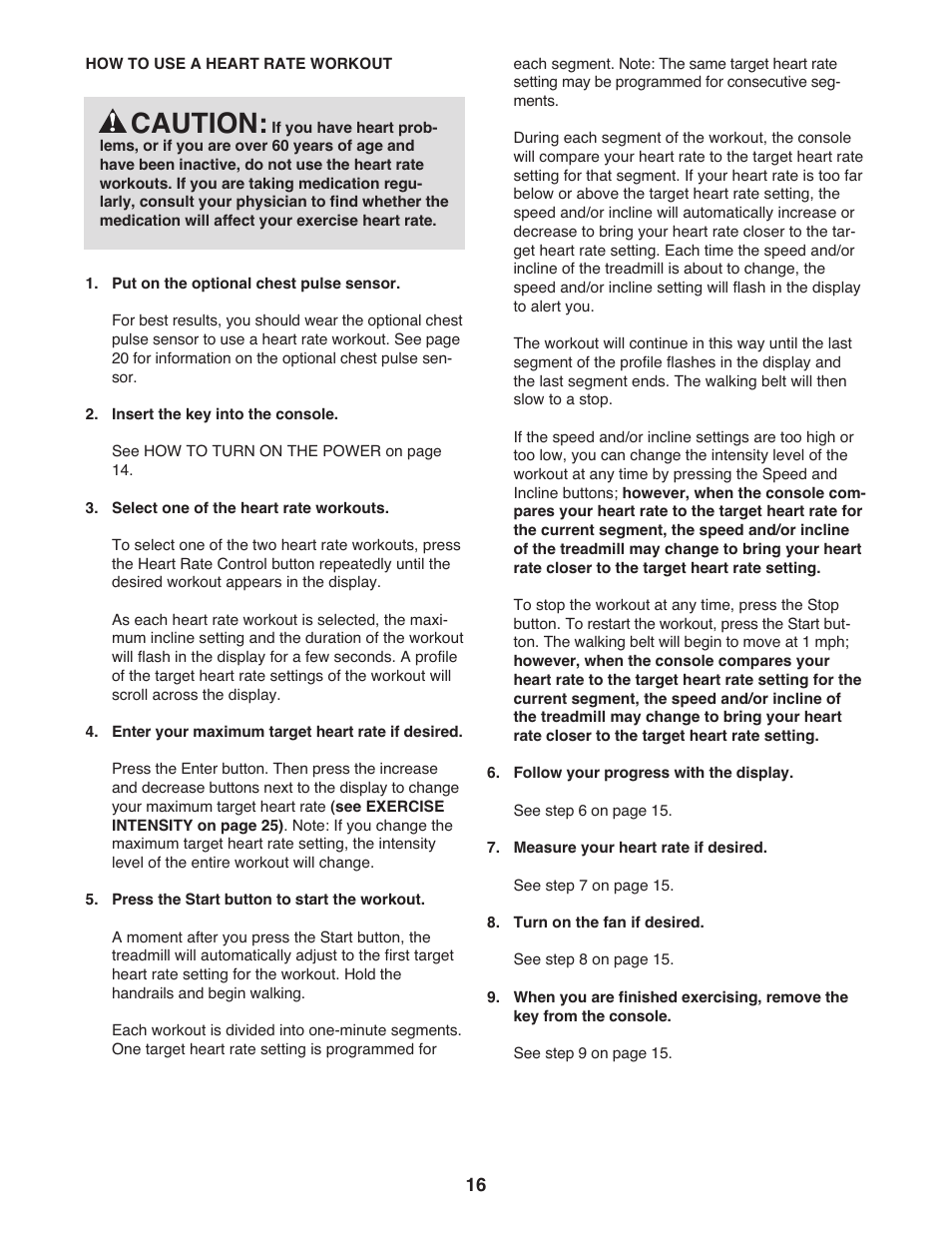 Caution | Gold's Gym 550 User Manual | Page 16 / 32