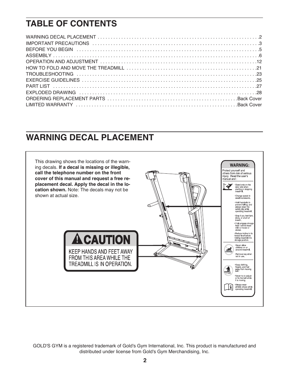 Gold's Gym 550 User Manual | Page 2 / 32
