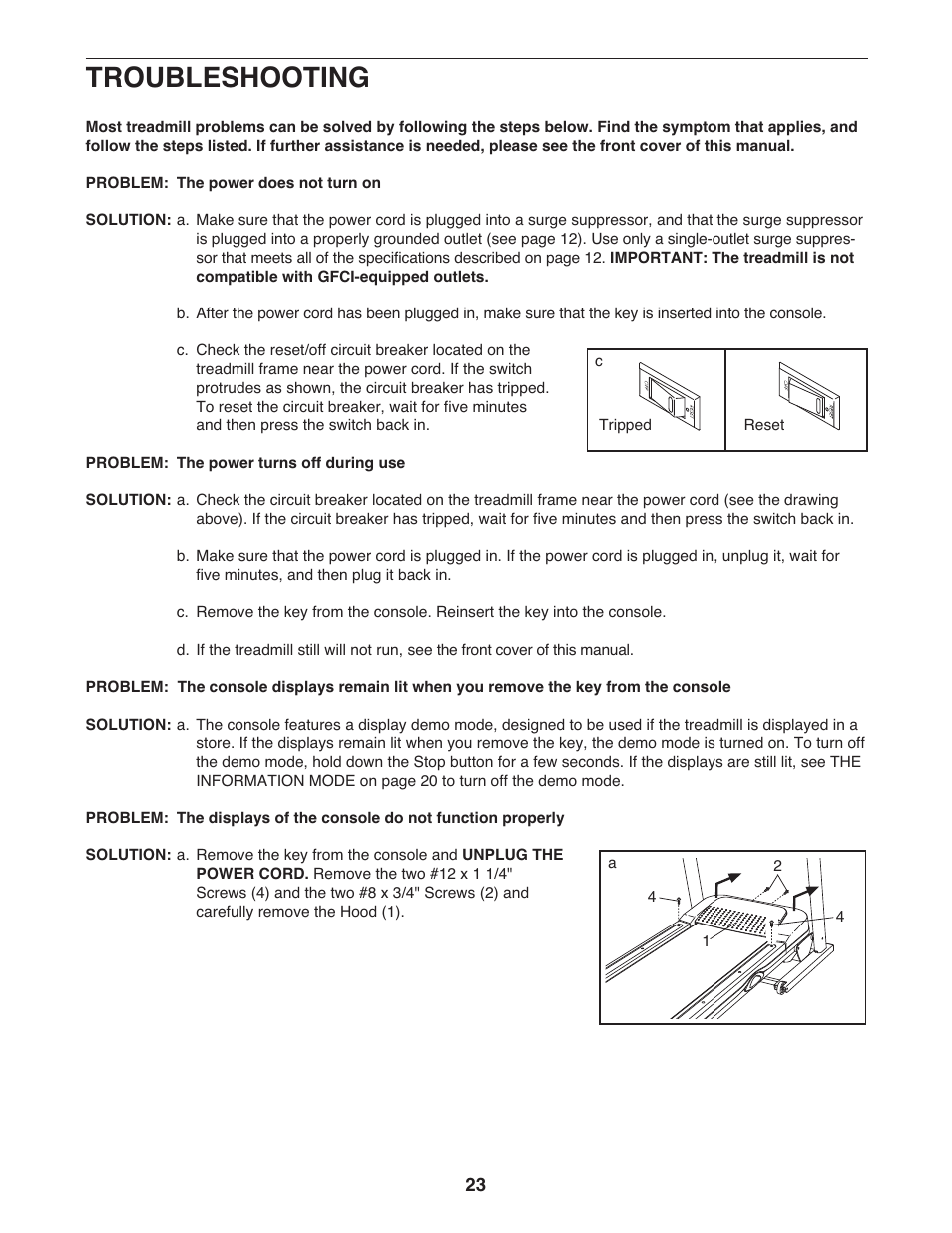 Troubleshooting | Gold's Gym 550 User Manual | Page 23 / 32