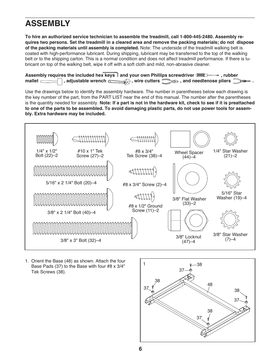 Assembly | Gold's Gym 550 User Manual | Page 6 / 32
