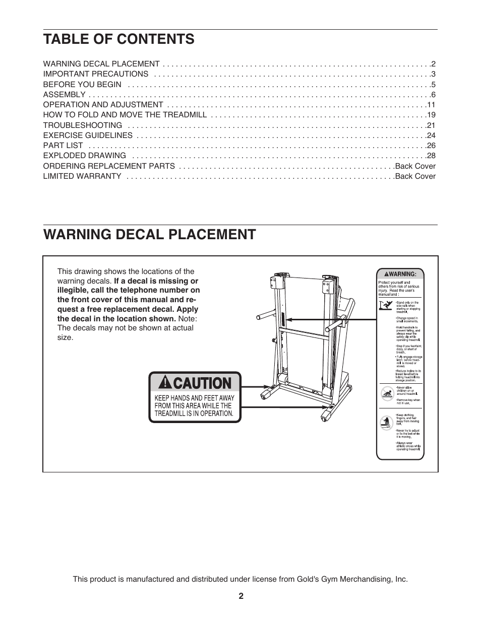 Gold's Gym GGTL58608.0 User Manual | Page 2 / 32