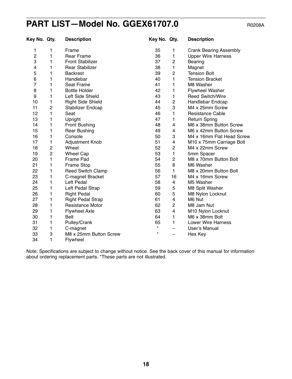 Gold's Gym GGEX61707.0 User Manual | Page 18 / 20