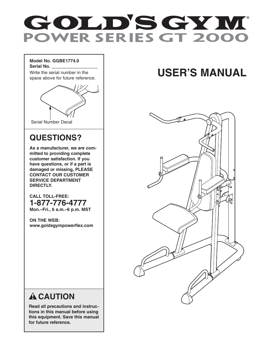 Gold's Gym GGBE1774.0 User Manual | 20 pages