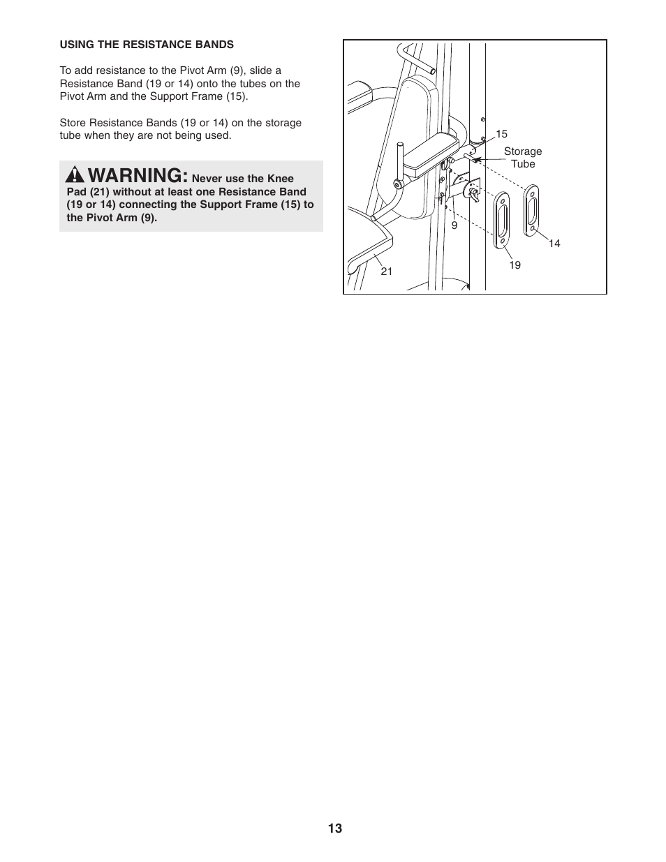 Warning | Gold's Gym GGBE1774.0 User Manual | Page 13 / 20