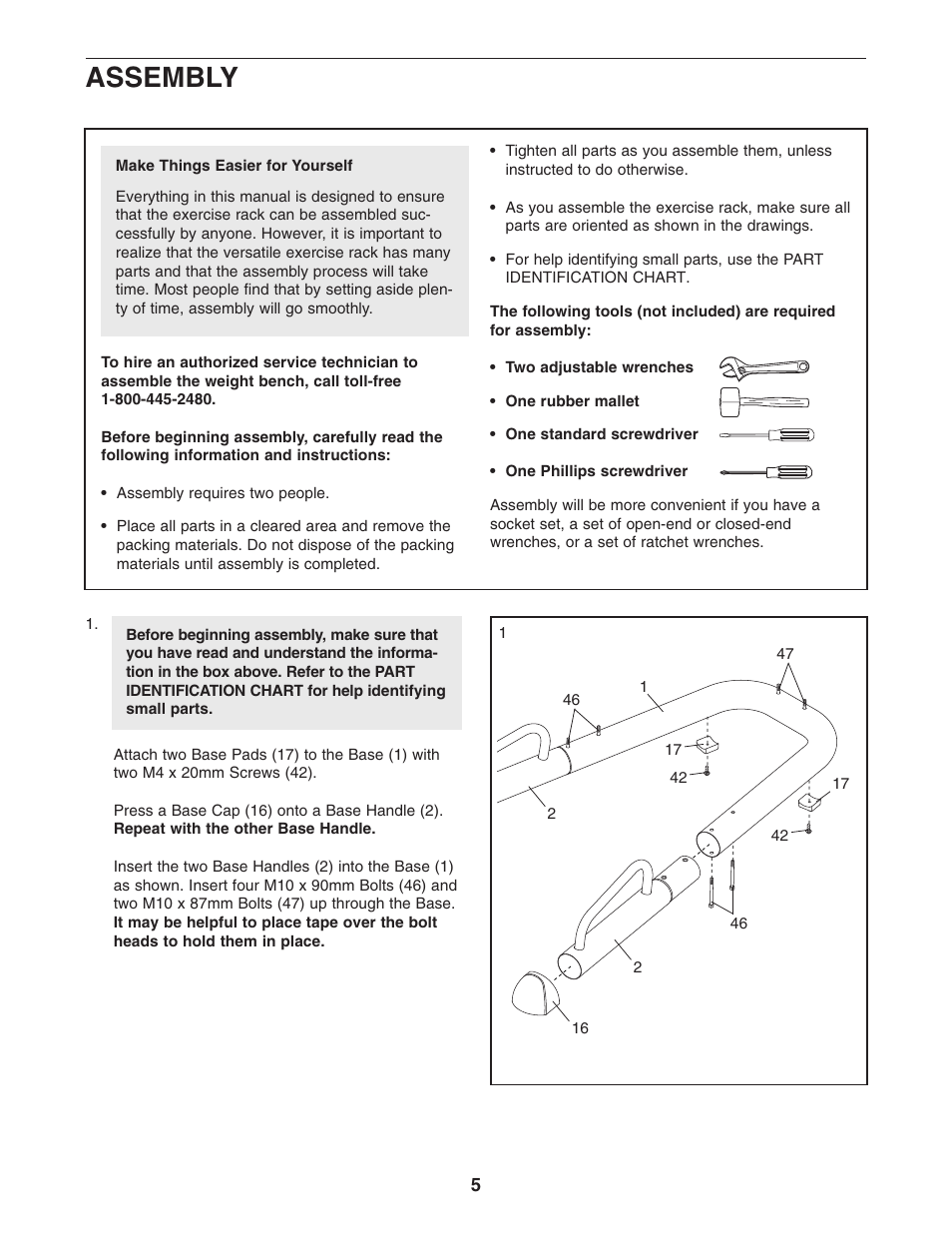 Assembly | Gold's Gym GGBE1774.0 User Manual | Page 5 / 20