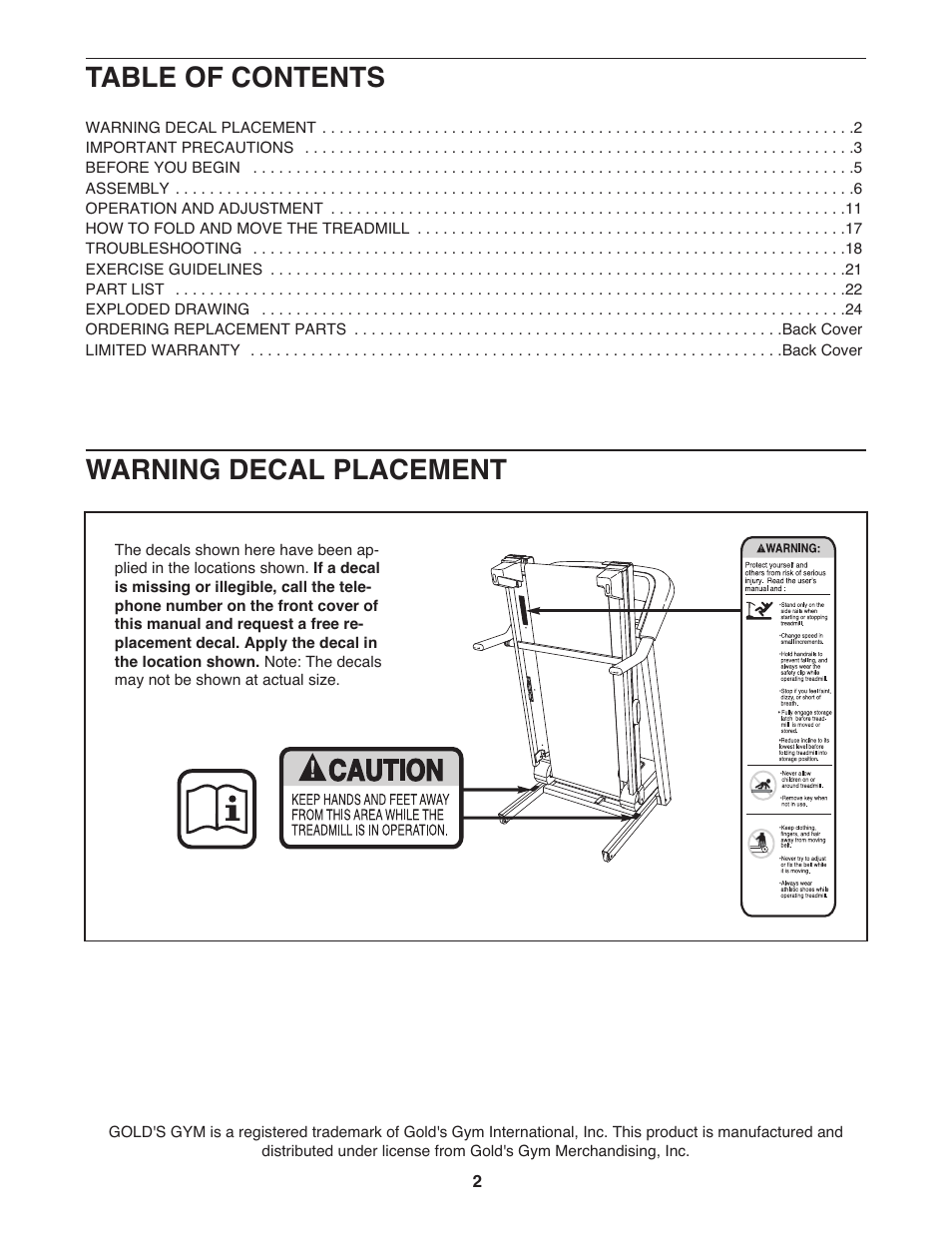 Gold's Gym GGTL03607.2 User Manual | Page 2 / 28