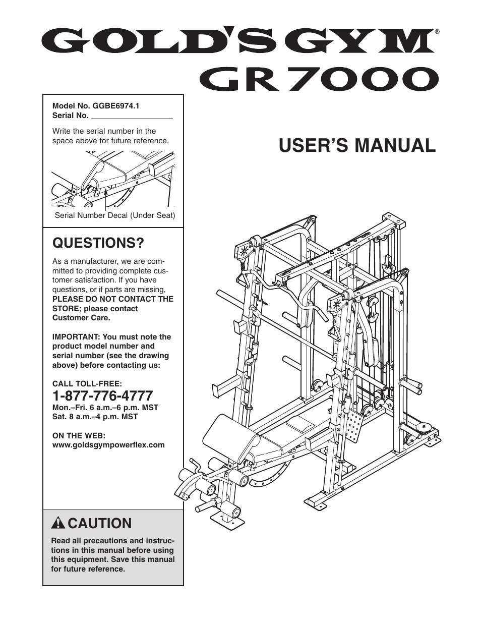 Gold's Gym GR 7000 GGBE6974.1 User Manual | 40 pages