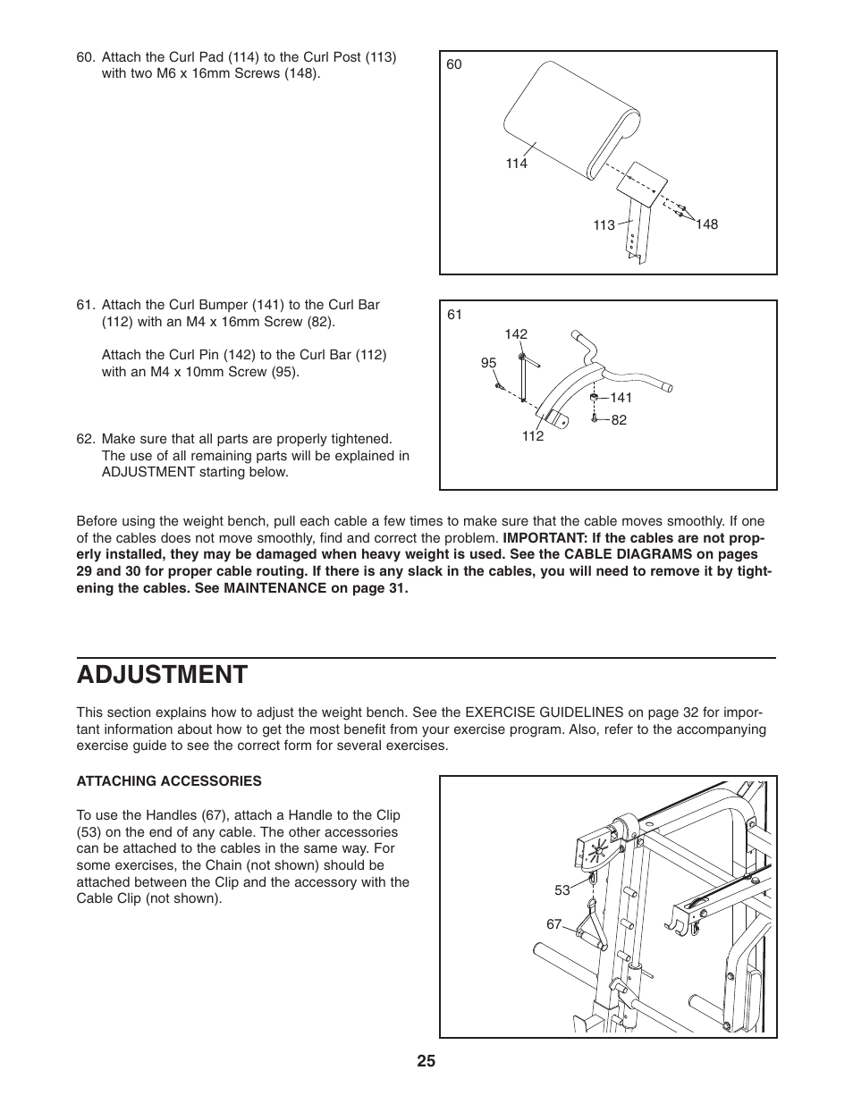 Adjustment | Gold's Gym GR 7000 GGBE6974.1 User Manual | Page 25 / 40