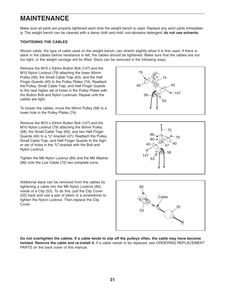 Maintenance | Gold's Gym GR 7000 GGBE6974.1 User Manual | Page 31 / 40