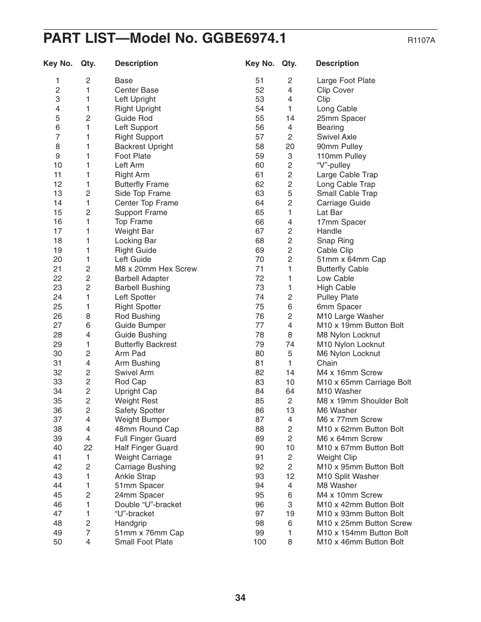 Gold's Gym GR 7000 GGBE6974.1 User Manual | Page 34 / 40