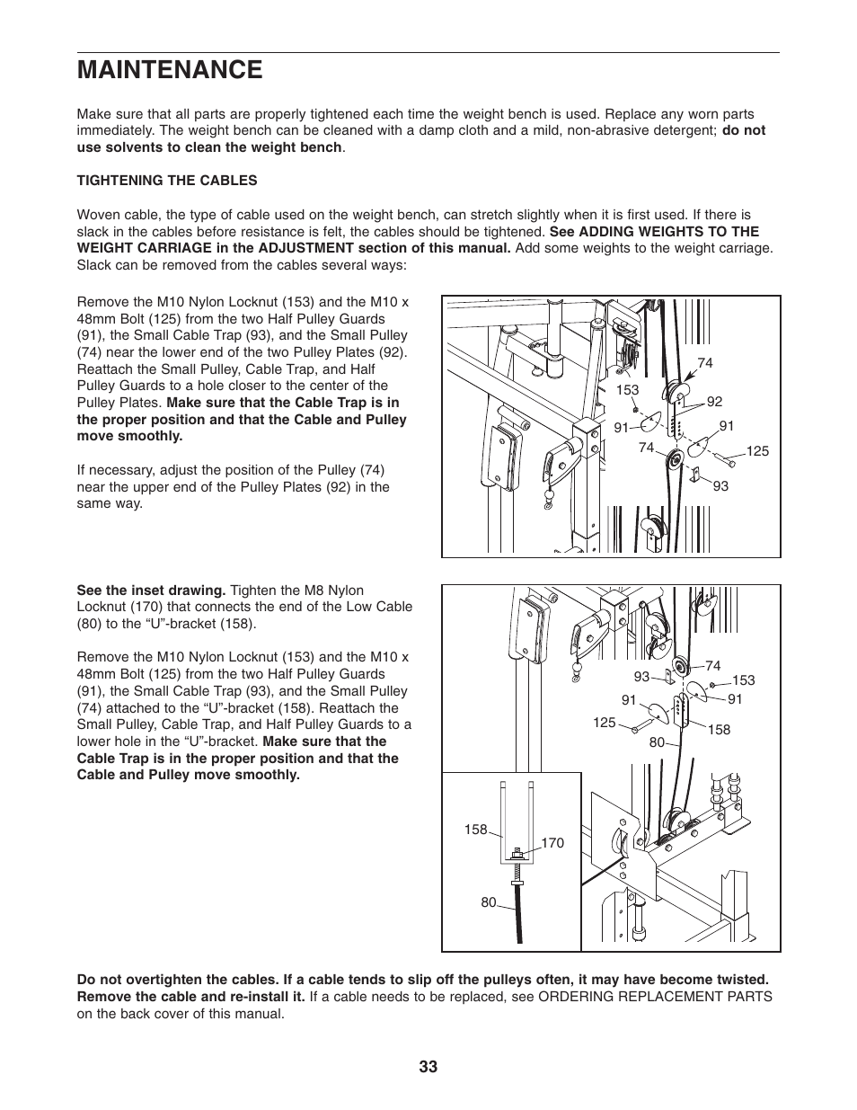 Maintenance | Gold's Gym GGCCBE8057.0 User Manual | Page 33 / 44